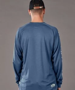 Just Another Fisherman ANGLER TECH LS TEE - BLUE/NATURAL