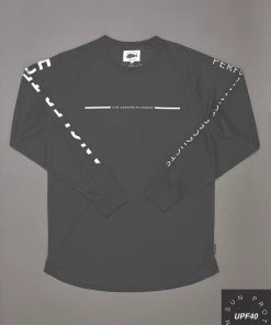 Just Another Fisherman ANGLER TECH LS TEE - CHARCOAL / WHITE