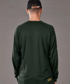 Just Another Fisherman Apparel ANGLER TECH LS TEE - PINE/ORANGE