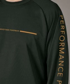 Just Another Fisherman Apparel ANGLER TECH LS TEE - PINE/ORANGE