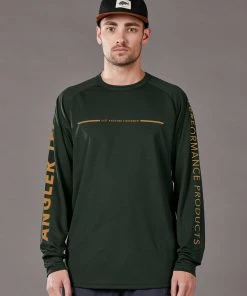 Just Another Fisherman Apparel ANGLER TECH LS TEE - PINE/ORANGE