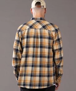 Just Another Fisherman Apparel BOATYARD SHIRT - BONE BROWN/NAVY CHECK