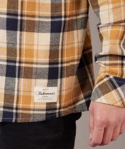 Just Another Fisherman Apparel BOATYARD SHIRT - BONE BROWN/NAVY CHECK