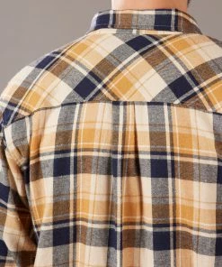 Just Another Fisherman Apparel BOATYARD SHIRT - BONE BROWN/NAVY CHECK