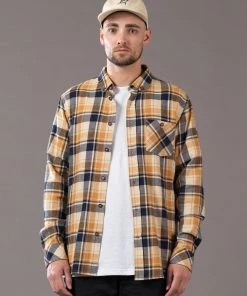 Just Another Fisherman Apparel BOATYARD SHIRT - BONE BROWN/NAVY CHECK