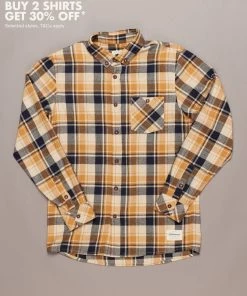 Just Another Fisherman Apparel BOATYARD SHIRT - BONE BROWN/NAVY CHECK
