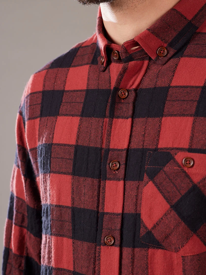 Just Another Fisherman Apparel BOATYARD SHIRT - CINABAR/BLACK CHECK