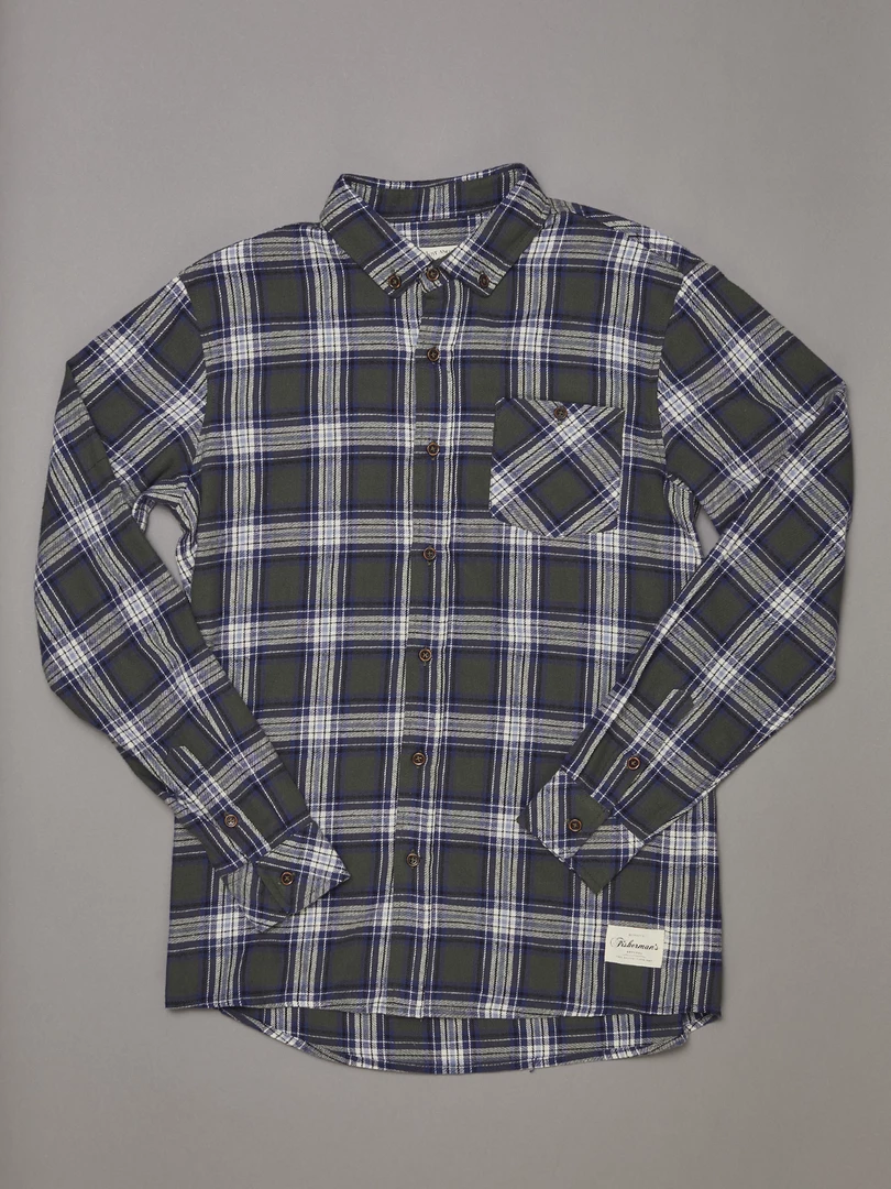 Just Another Fisherman Apparel BOATYARD SHIRT - GREEN/BLUE CHECK