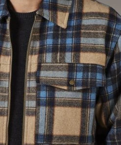 Just Another Fisherman Apparel CABIN CHECK JACKET - TAN/BLUE