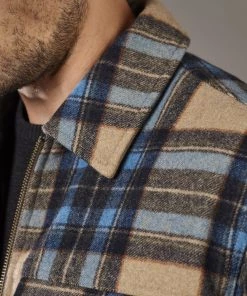 Just Another Fisherman Apparel CABIN CHECK JACKET - TAN/BLUE