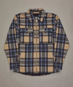 Just Another Fisherman Apparel CABIN CHECK JACKET - TAN/BLUE