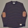 Just Another Fisherman CRITTER STRIPE LS TEE - NAVY/RUST