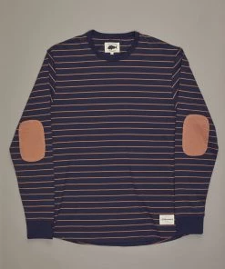 Just Another Fisherman CRITTER STRIPE LS TEE - NAVY/RUST