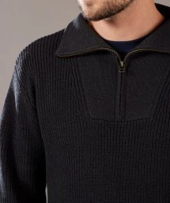 Just Another Fisherman DEEP SEA ZIP KNIT - LICORICE Apparel