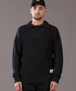 Just Another Fisherman DEEP SEA ZIP KNIT - LICORICE Apparel