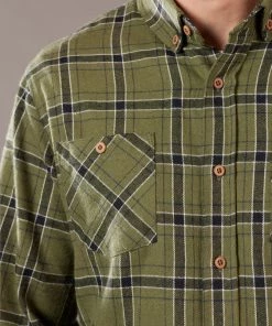 Just Another Fisherman Apparel FLANAGAN FLANNEL SHIRT - MILITARY OLIVE/BLACK CHECK