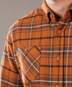 Just Another Fisherman FLANAGAN FLANNEL SHIRT - RUST/BROWN CHECK