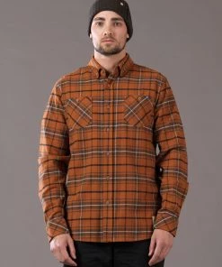 Just Another Fisherman FLANAGAN FLANNEL SHIRT - RUST/BROWN CHECK