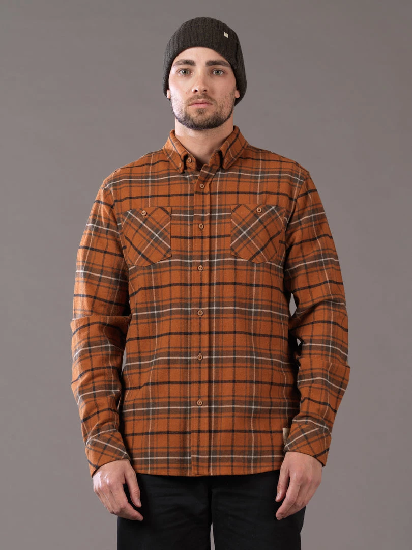 Just Another Fisherman FLANAGAN FLANNEL SHIRT - RUST/BROWN CHECK
