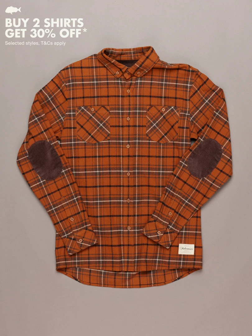 Just Another Fisherman FLANAGAN FLANNEL SHIRT - RUST/BROWN CHECK