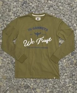 Just Another Fisherman Apparel IN GANNETS WE TRUST LS TEE - OLIVE