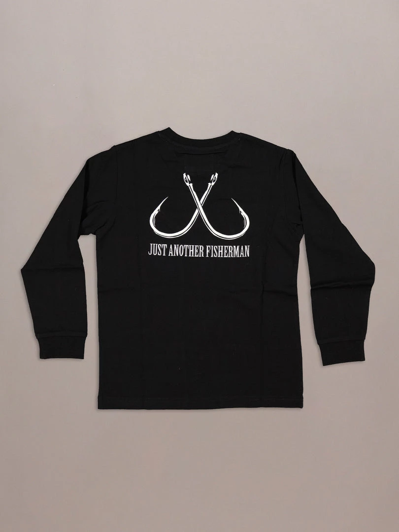 Just Another Fisherman LITTLE ANGLERS HOOK LS TEE - BLACK