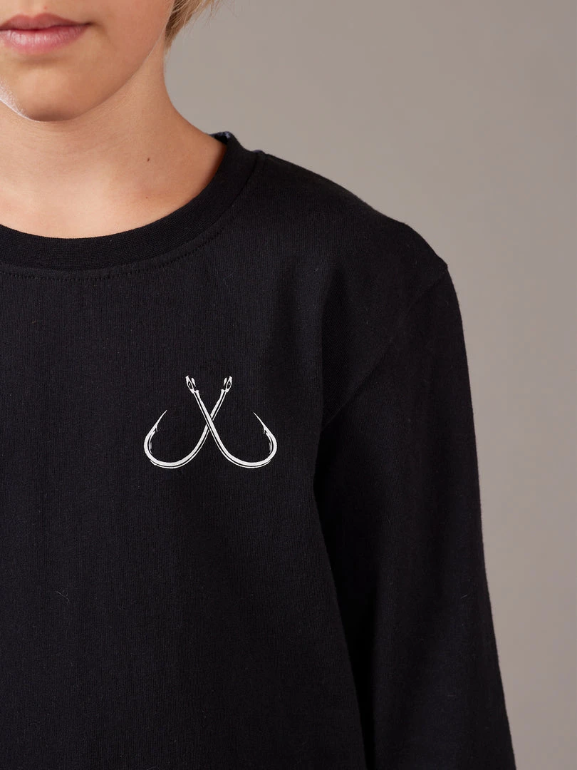 Just Another Fisherman LITTLE ANGLERS HOOK LS TEE - BLACK