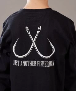 Just Another Fisherman LITTLE ANGLERS HOOK LS TEE - BLACK