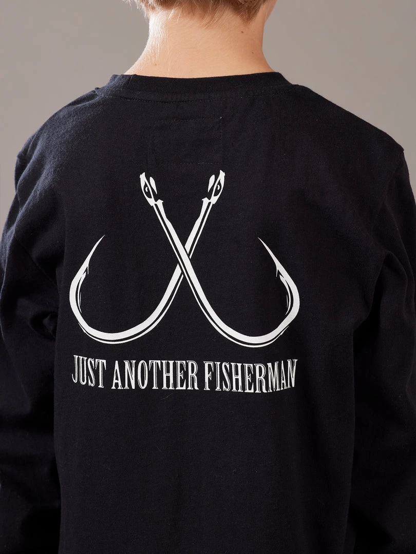 Just Another Fisherman LITTLE ANGLERS HOOK LS TEE - BLACK