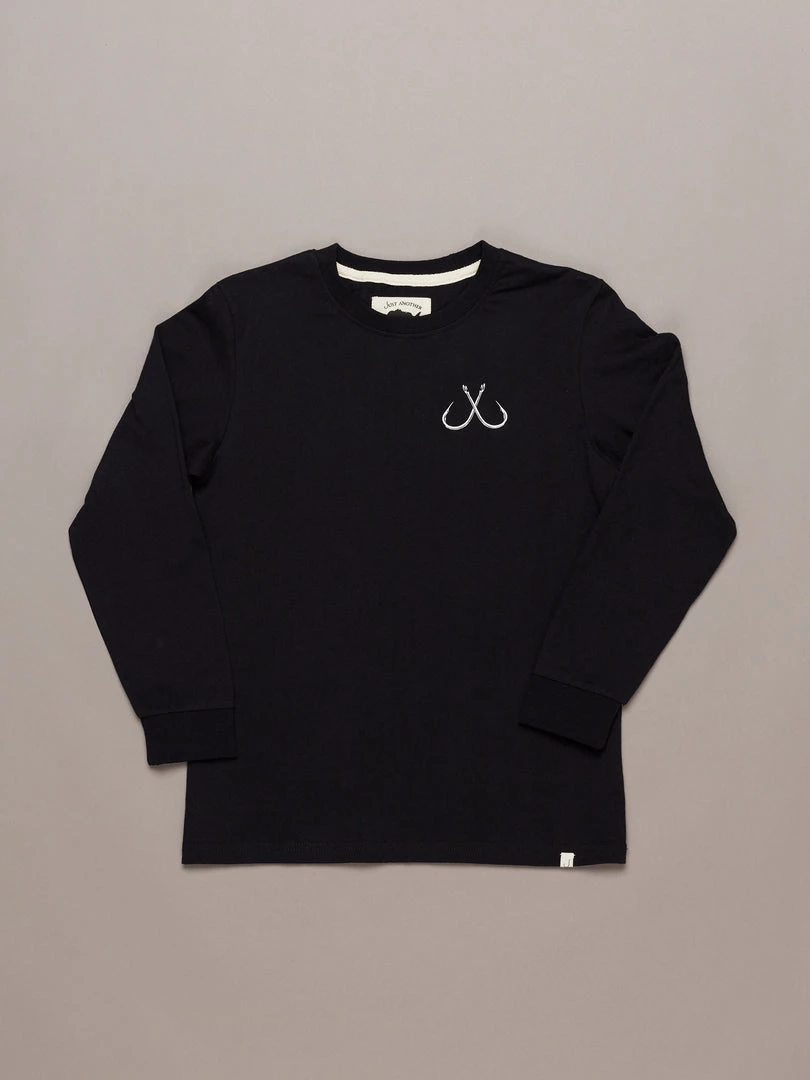 Just Another Fisherman LITTLE ANGLERS HOOK LS TEE - BLACK