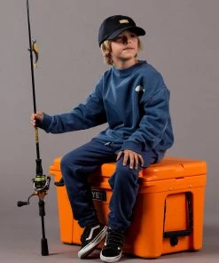 Just Another Fisherman LITTLE SNAPPER STAMP TRACKPANTS - OVERDYED MIDNIGHT NAVY