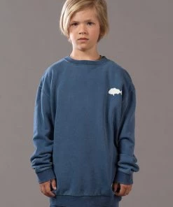 Just Another Fisherman Apparel MINI STAMP CREW - OVERDYED MIDNIGHT NAVY