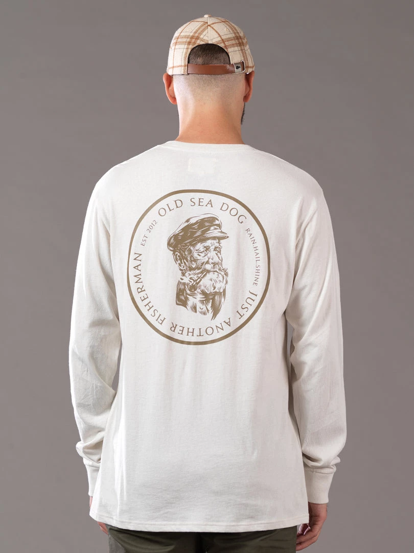 Just Another Fisherman OLD SEA DOG LS TEE - ANTIQUE WHITE