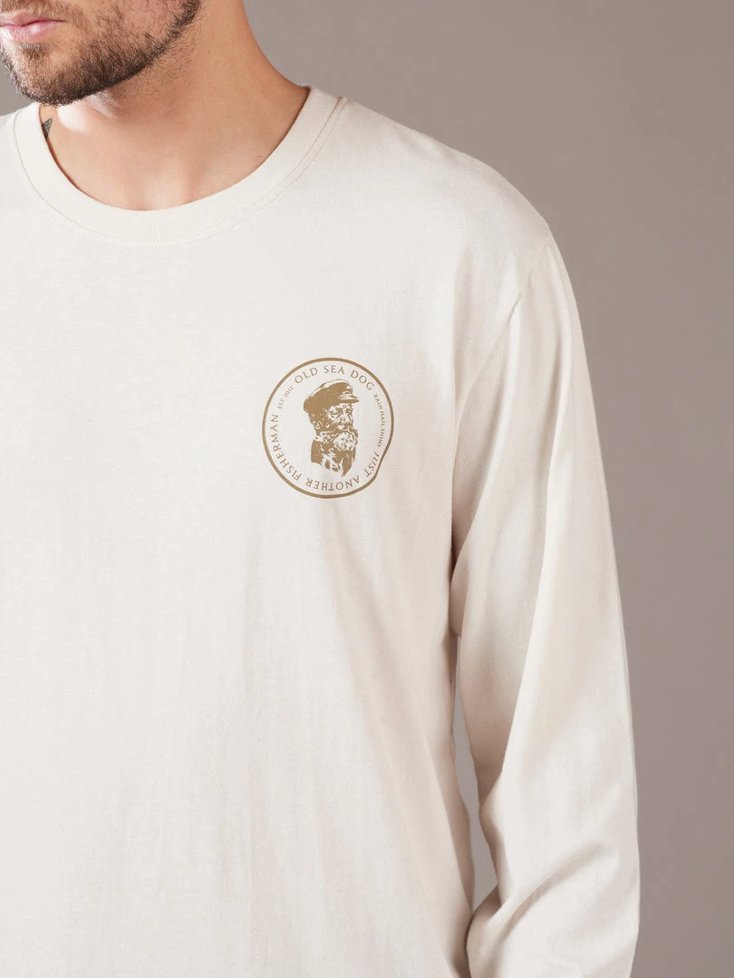 Just Another Fisherman OLD SEA DOG LS TEE - ANTIQUE WHITE