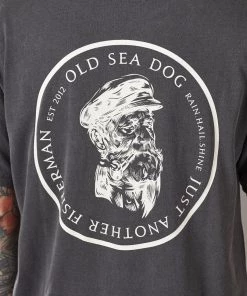 Just Another Fisherman Apparel OLD SEA DOG TEE - AGED BLACK/WHITE