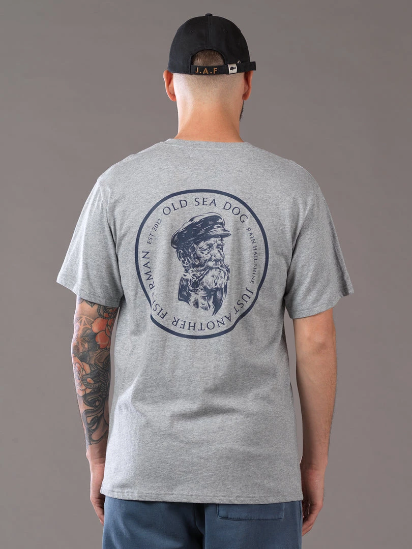Just Another Fisherman OLD SEA DOG TEE - GREY MARLE/NAVY