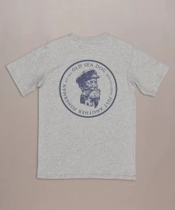 Just Another Fisherman OLD SEA DOG TEE - GREY MARLE/NAVY