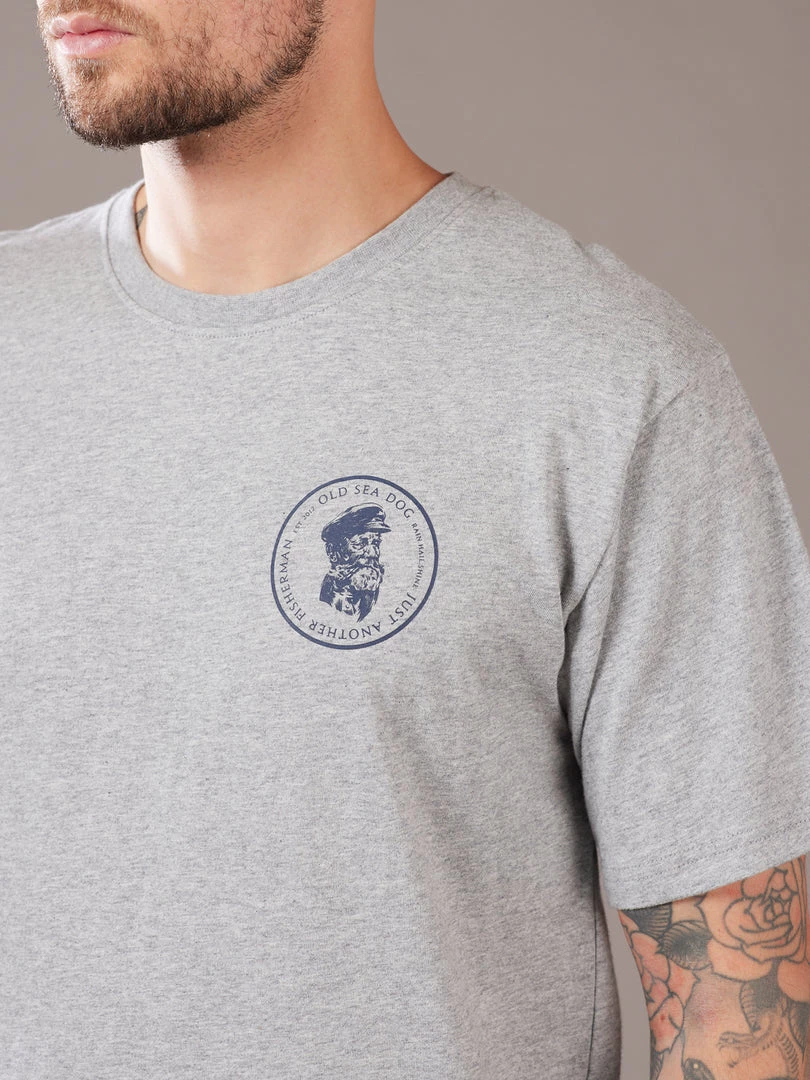 Just Another Fisherman OLD SEA DOG TEE - GREY MARLE/NAVY