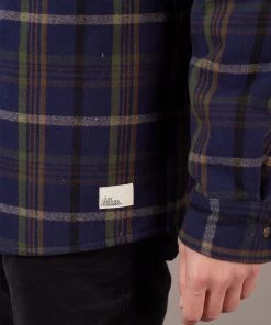 Just Another Fisherman Apparel SEAPORT SHEARLING SHIRT - NAVY/GREEN
