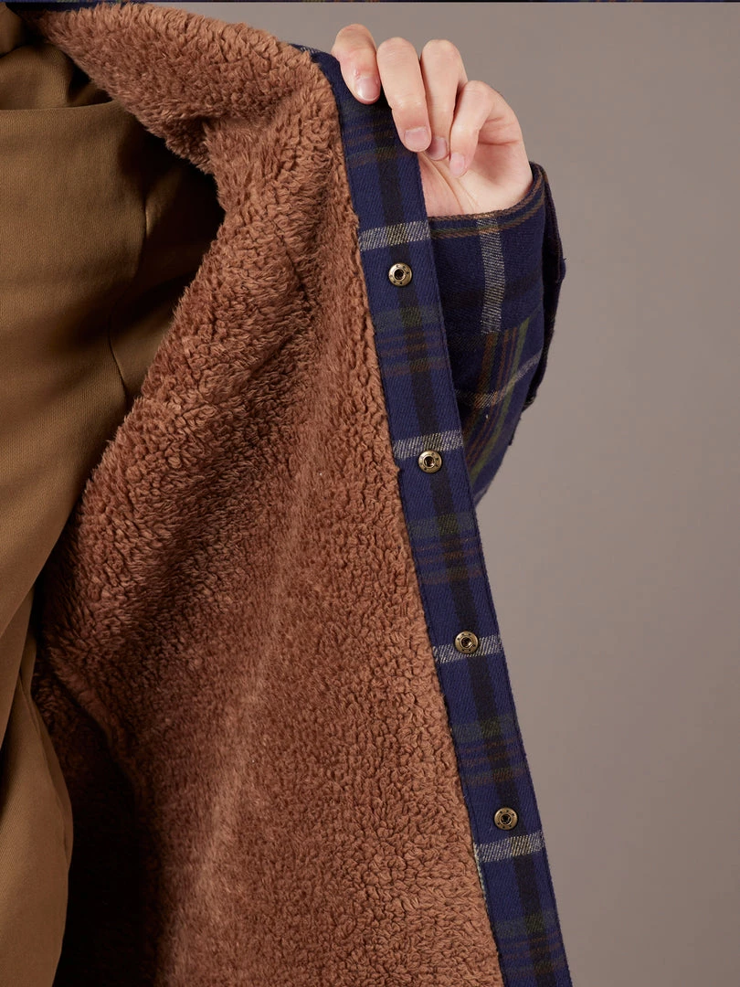 Just Another Fisherman Apparel SEAPORT SHEARLING SHIRT - NAVY/GREEN