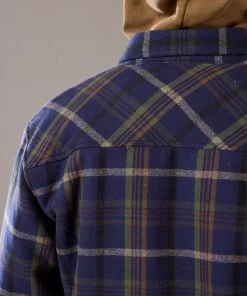 Just Another Fisherman Apparel SEAPORT SHEARLING SHIRT - NAVY/GREEN