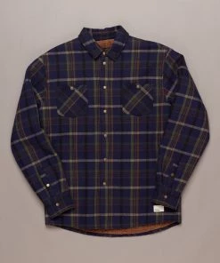 Just Another Fisherman Apparel SEAPORT SHEARLING SHIRT - NAVY/GREEN