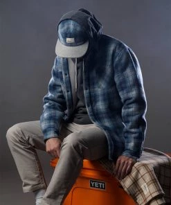 Just Another Fisherman Apparel SEAPORT 5 PANEL - BLUE/GREY CHECK