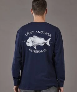 Just Another Fisherman Apparel SNAPPER LOGO LS TEE - NAVY