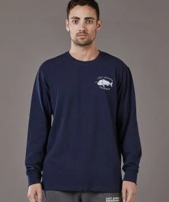 Just Another Fisherman Apparel SNAPPER LOGO LS TEE - NAVY