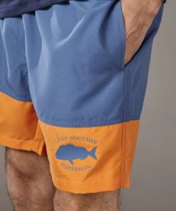 Just Another Fisherman Apparel SNAPPER LOGO SHORTS - BLUE/ORANGE