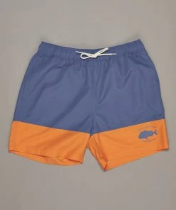 Just Another Fisherman Apparel SNAPPER LOGO SHORTS - BLUE/ORANGE