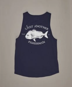 Just Another Fisherman SNAPPER LOGO SINGLET - NAVY Apparel