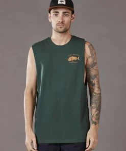 Just Another Fisherman SNAPPER LOGO TANK - PINE Apparel