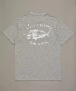 Just Another Fisherman Apparel SNAPPER LOGO TEE - GREY MARLE / WHITE